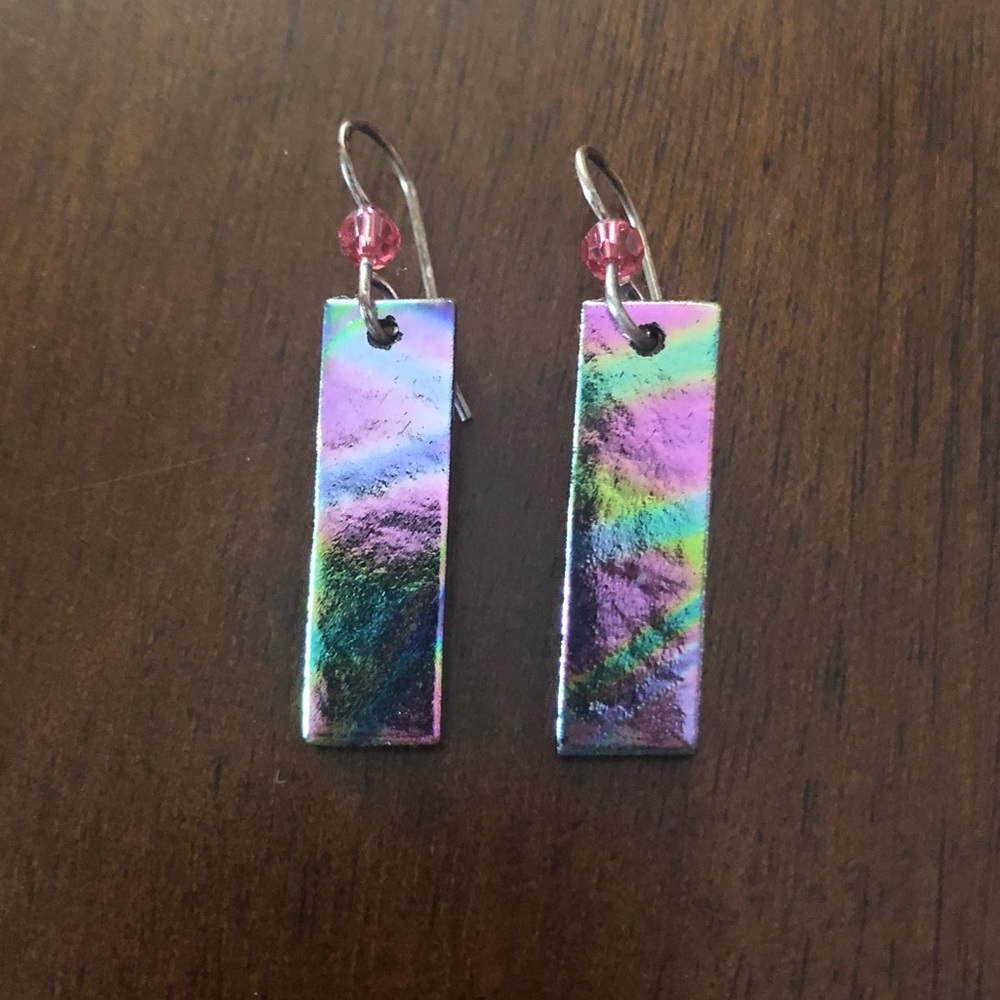 NEW Sterling Silver Dichroic Glass Earrings